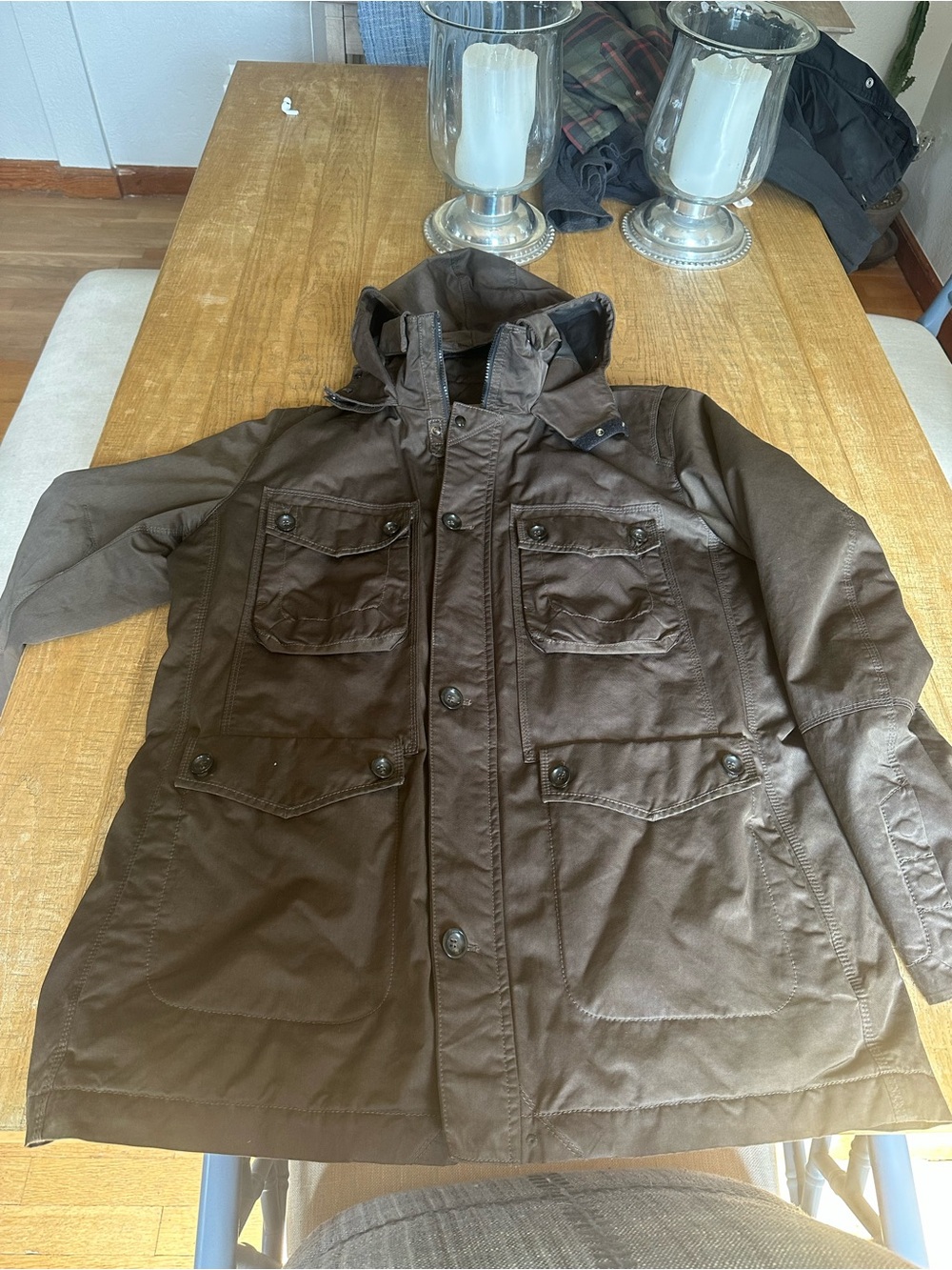 BOSS ORANGE Men's Brown Hooded Military Field Jacket